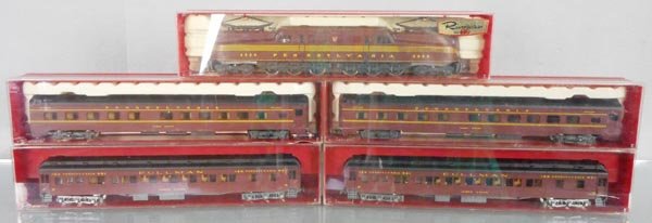 RIVAROSSI PRR TRAIN SET: HO ga, 2-rail, 1664 GG1 w/2 #2734 & 2 #2744 coaches, orig boxes & inserts, C9.