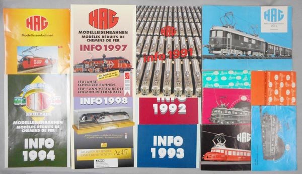 14 HAG CATALOGS: HO ga, 63/64, 70/71, 69/70, 91, 92, 93, 97, 98, 99, 94, McDonalds, 2 undated, 52/53 O ga, clean & crisp, C6-9.