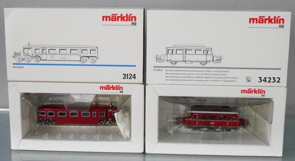 2 MARKLIN LOCOS: HO ga, 3124 Micheline & 34232 loco, orig boxes & inserts, C9.