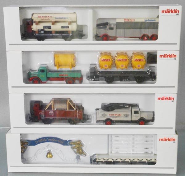4 MARKLIN FREIGHT CARS: HO ga, Museum 2003, Museum 2004, Museum 2006, 48406 Christmas, orig boxes & inserts, C9.