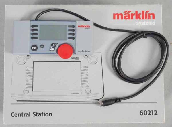 MARKLIN DIGITAL CENTRAL & MOBILE STATIONS: HO ga, 60212 Central Station, orig box & inserts, w/2 #60652 mobile stations, w/1 instruction booklet, only 1 shown in photo, C9-10.