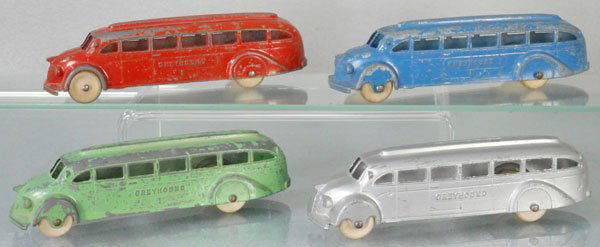4 TOOTSIETOY 1045 JUMBO TORPEDO BUSES (1 of 1)