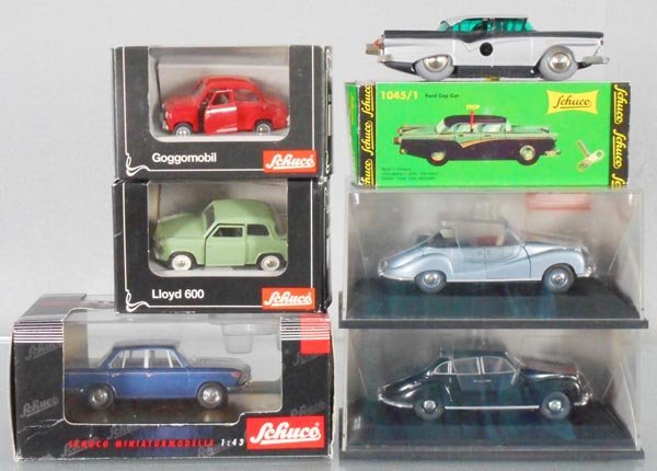 6 SCHUCO AUTOS: 02161, 1036, 2072, 2082, 1037, 1045/1, orig boxes, C9-10.