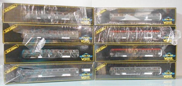 8 WEAVER NEW HAVEN PULLMAN - BRADLEY DELUXE COACHES: O ga, 8227, 8525, 8245, 8515, 8204, 8209, 8529, 8232, orig boxes & inserts, shrinkwrap opened, C8-9.