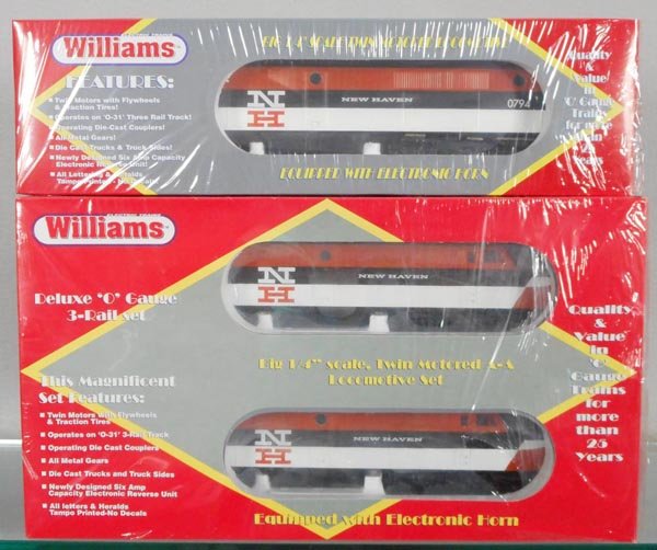 WILLIAMS NEW HAVEN ALCO ABA UNITS: O ga, AC1002 power A w/horn & dummy A, AC2002 dummy B unit, orig boxes & inserts, C8-9.
