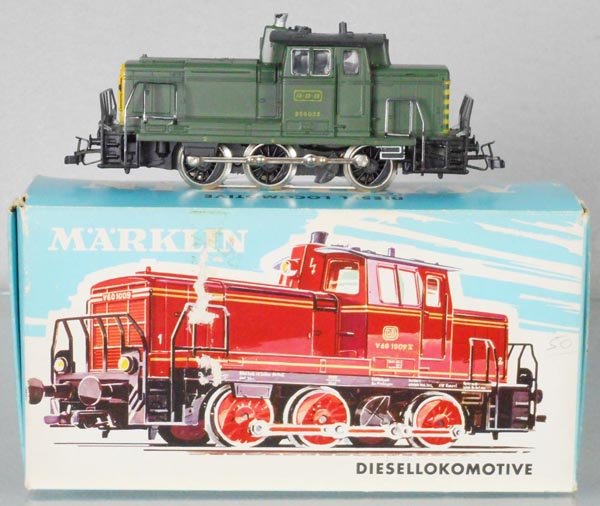 MARKLIN 3069 DIESEL LOCO: HO ga, green SNCB, orig box minor wear & numbered 3065, C8.