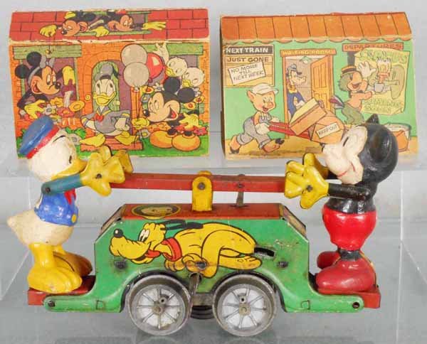 BRIMTOY MICKEY MOUSE & DONALD DUCK HANDCAR (1 of 1)