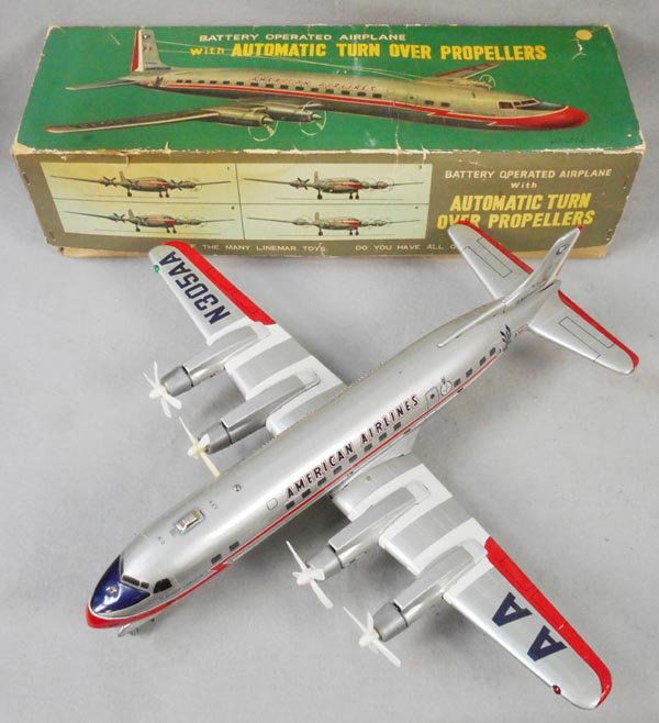 Tin Litho Yonezawa American Airlines Dc 7 Plane