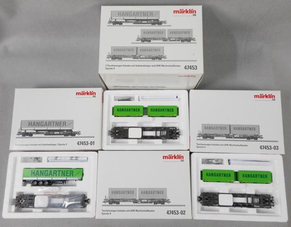 MARKLIN 47453 FREIGHT CAR SET: HO ga, orig boxes & inserts, C10.