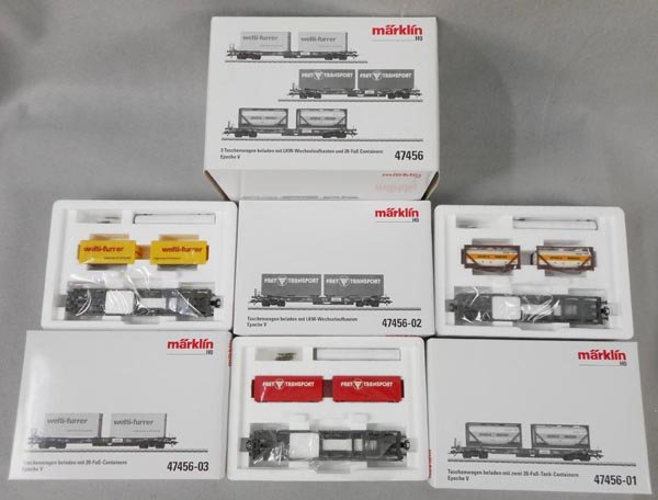 MARKLIN 47456 FREIGHT CAR SET: HO ga, orig boxes & inserts, C10.