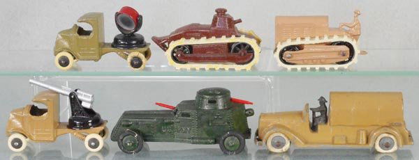 6 TOOTSIETOY ARMY VEHICLES (1 of 1)