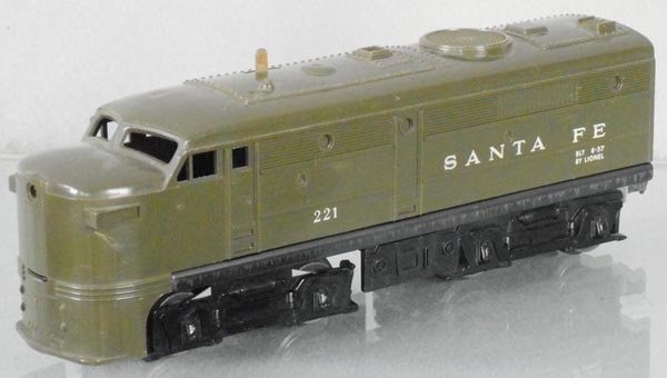 LIONEL 221 SANTA FE ALCO: O ga, olive, 1964 only, C7.