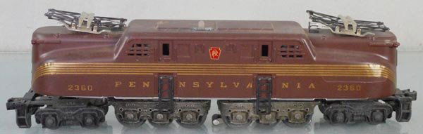 LIONEL 2360 PRR GG1: O ga, restored w/stick-on label stripes, twin motor, C7.