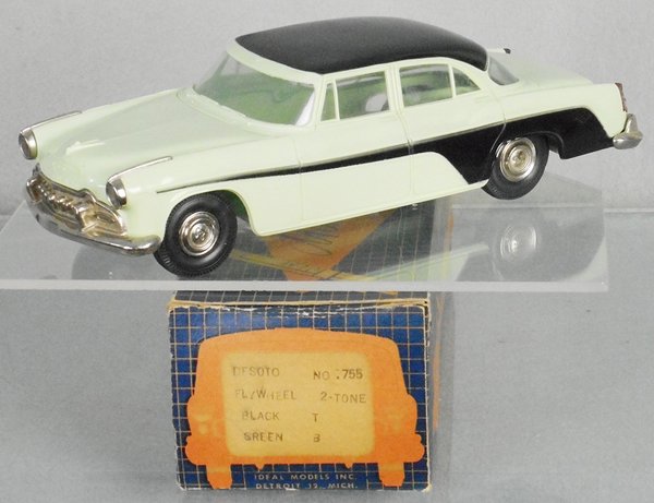 JOHAN 1955 DESOTO FIREFLITE PROMO: green & black, friction working, minor body warp, orig box minor wear, C8.