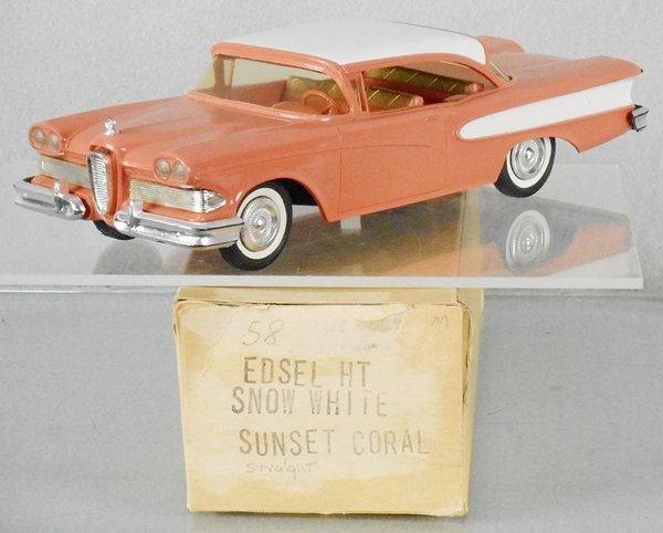 AMT 1958 EDSEL PACER PROMO: coral & white, friction working, minor body warp, orig box minor wear, C8-9.