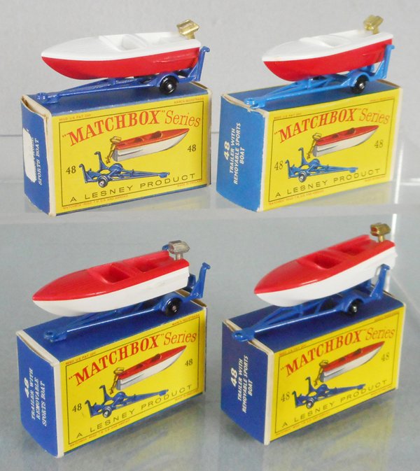 4 MATCHBOX SPORTS BOATS & TRAILERS: 48B3, 48B6, 48B4, 48B5, orig boxes, C9.
