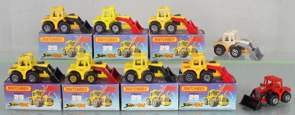 9 MATCHBOX SUPERFAST TRACTOR SHOVELS (1 of 1)