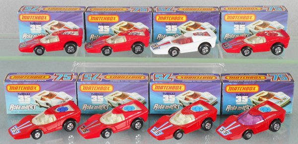 8 MATCHBOX SUPERFAST FANDANGOS: 35B3, 35B6, 35B7, 35B8, 35B9, 35B10, 35B13 light blue prop, 35B12, orig boxes, C9-10.