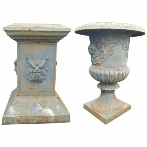 Pair Enormous Cast Iron Stacking Urns (1 of 7)