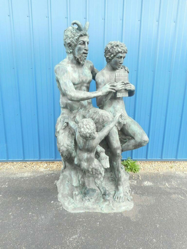 Impressive Pair of "Pan and Olymp" Bronze Statues (1 of 9)