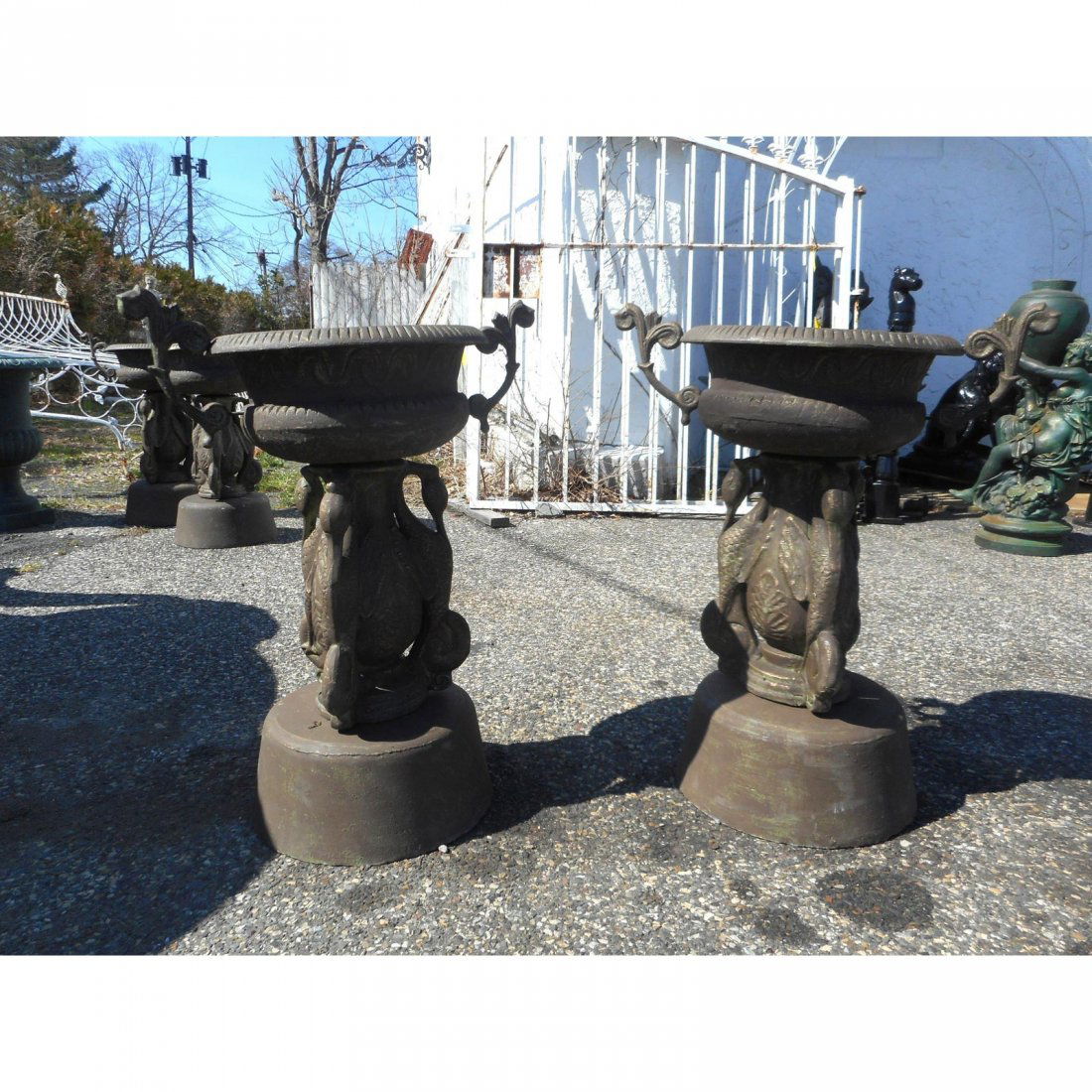 Pair of Cast Iron Urns (1 of 8)