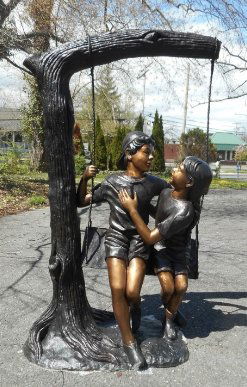 Bronze Statue of Two Children on a Rope Swing (1 of 5)