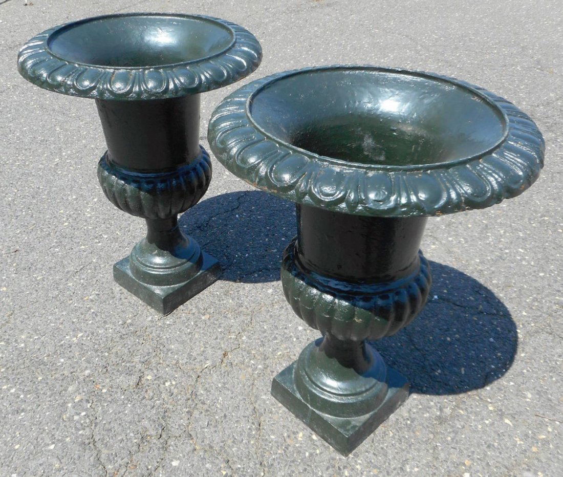 Cast Iron Urns - a Pair (1 of 3)