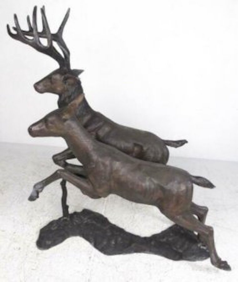 Sculptural Bronze Deer Garden Statue (1 of 4)