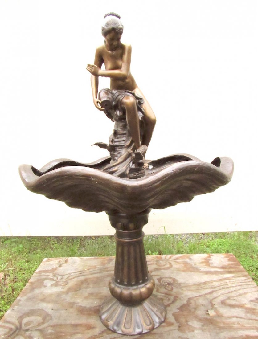 Stunning Bronze Fountain With Woman and Vase (1 of 6)