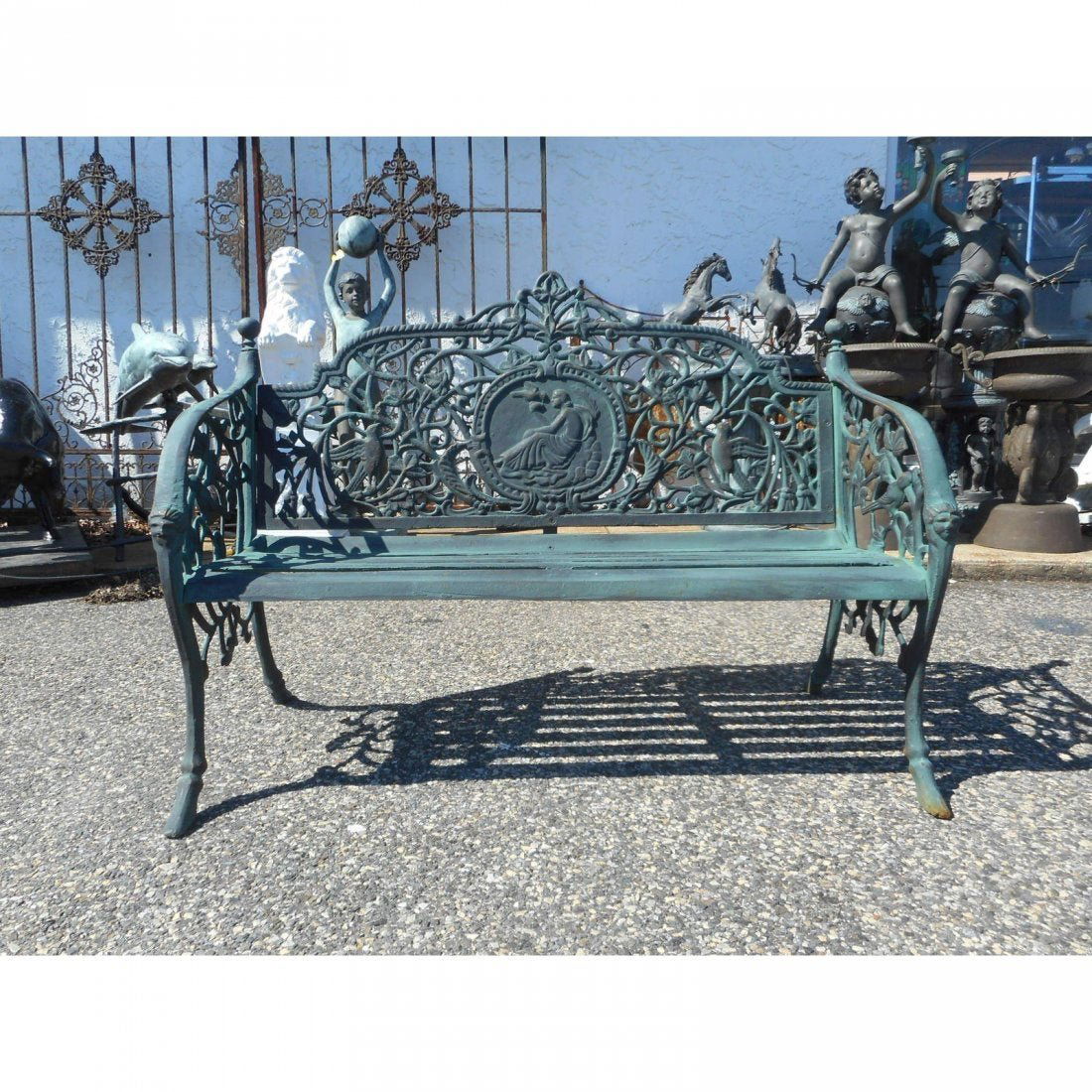 Sculpted Cast Iron Bench (1 of 4)