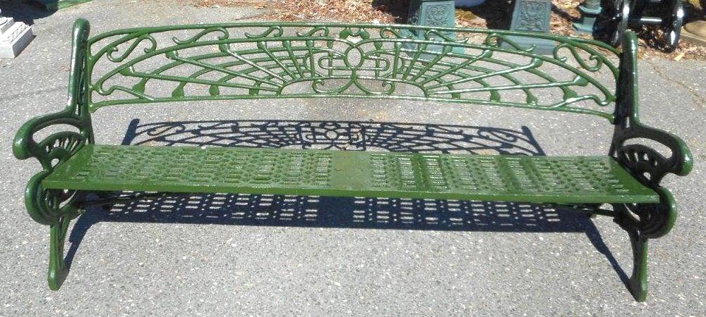 Wide Cast Iron Sculpted Bench (1 of 3)