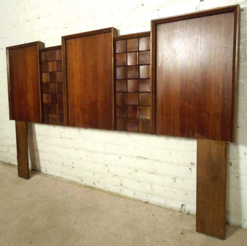 Midcentury American Made Sculpted Walnut Headboard (1 of 4)