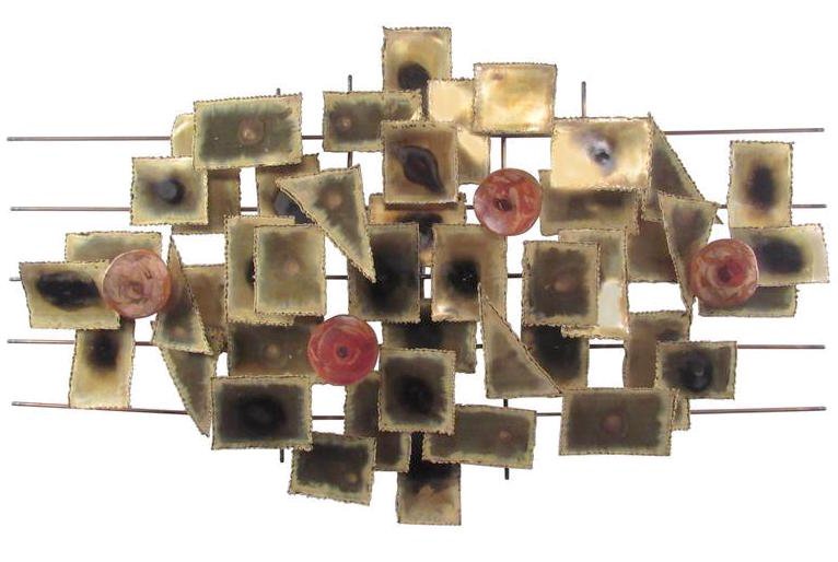 Mid-Century Signed Metal Brutalist Wall Hanging (1 of 5)