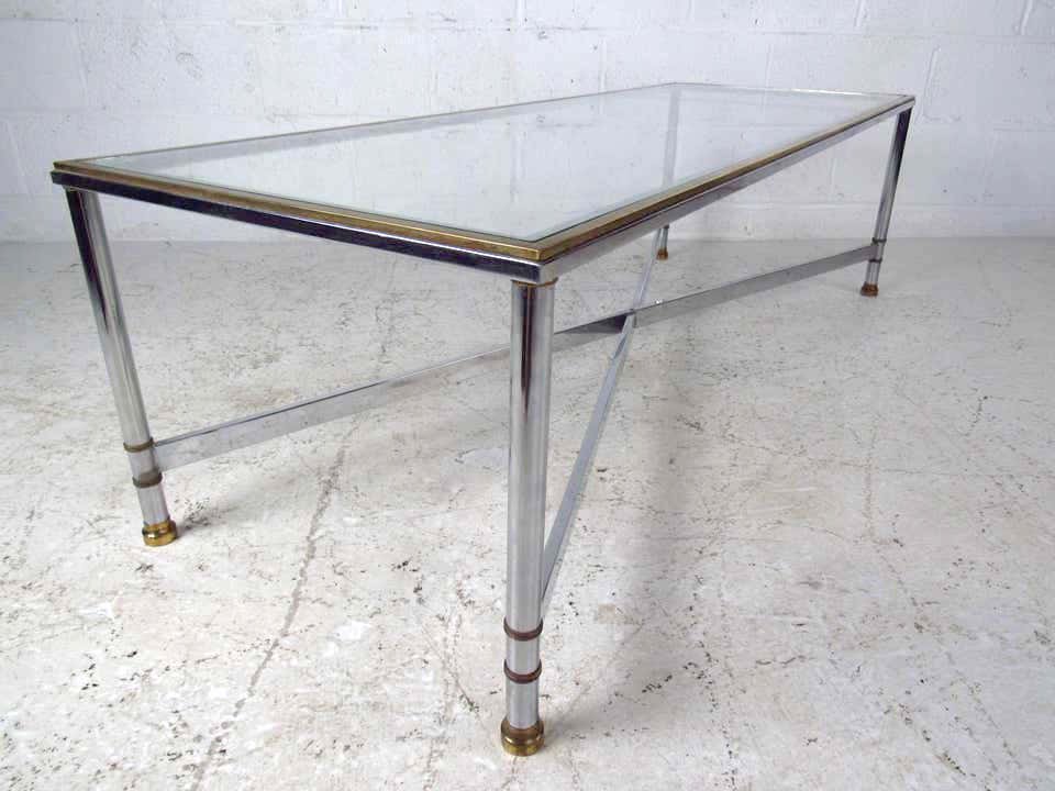 Maison Jansen Style Chrome and Brass Coffee Table (1 of 5)