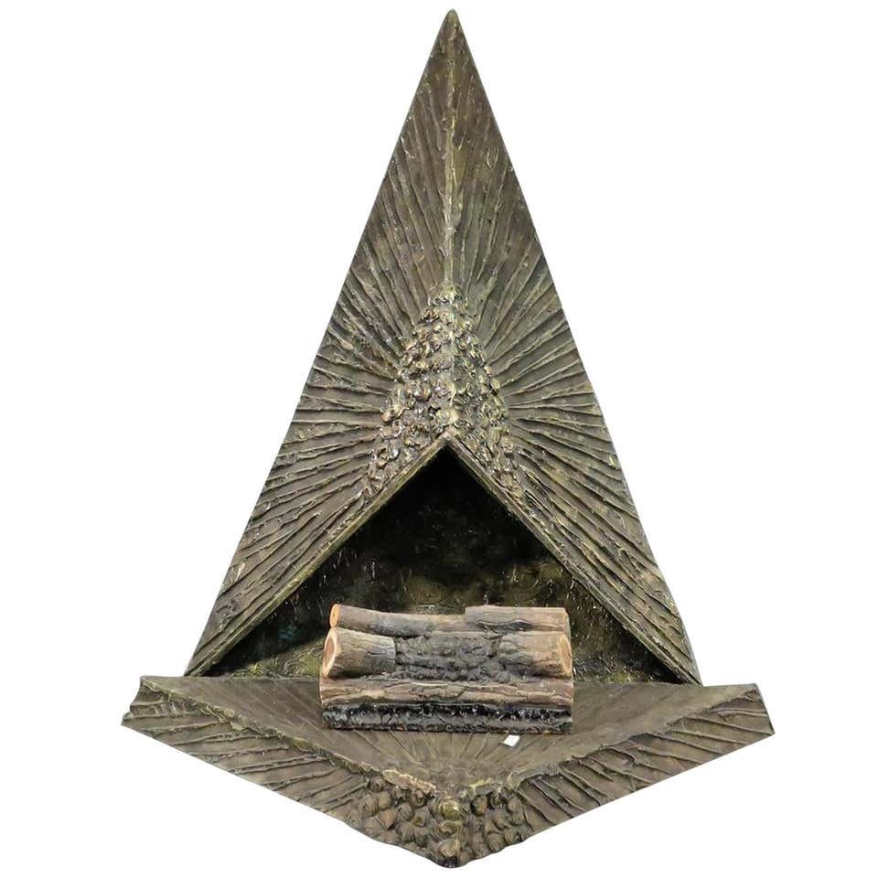 Adrian Pearsall Fireplace: Mid-Century Modern triangular hood with textured bronze finish.---Dimensions: Height: 86 in., Width: 60 in., Depth: 28 in.---Seller Location: New Jersey---Reference NumberSeller: 15220-85792582KBc