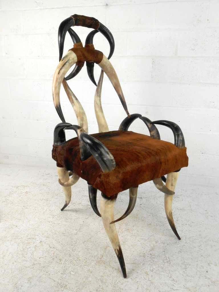 Rustic Longhorn Chair with Cowhide Upholstery (1 of 4)