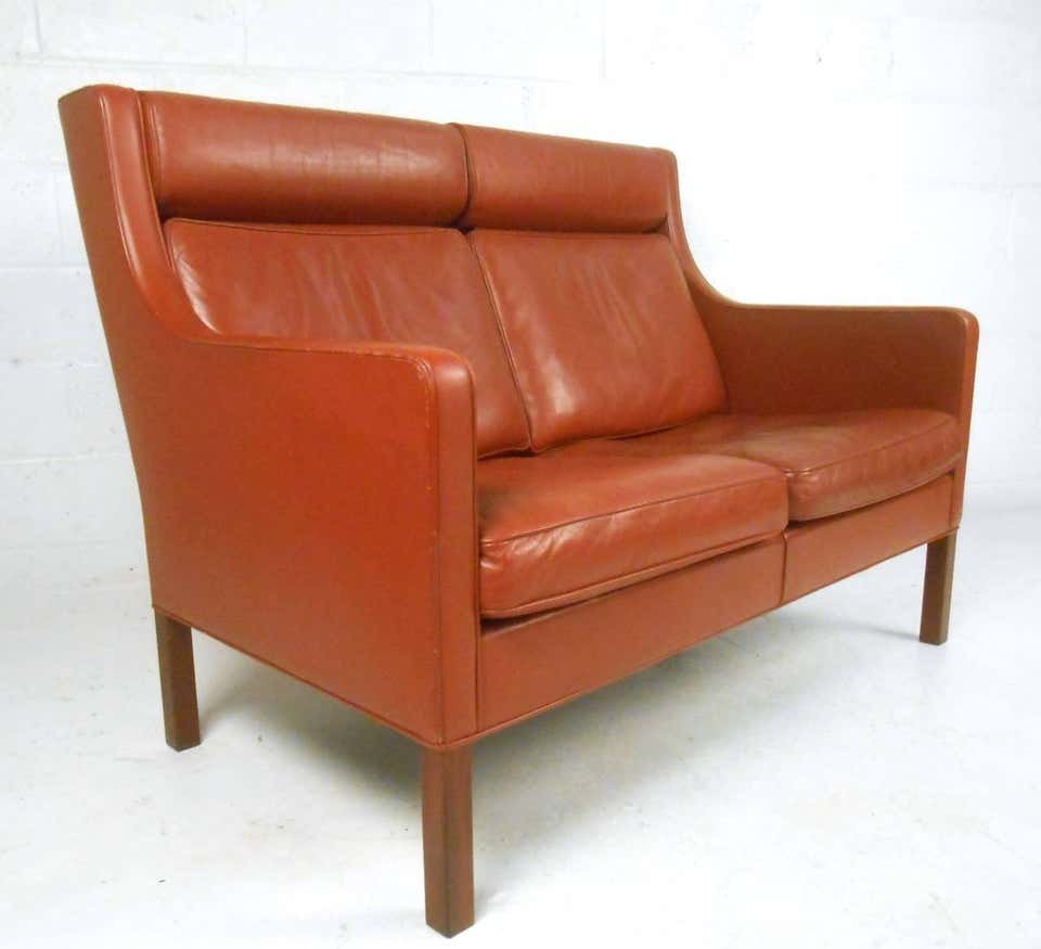 Vintage Modern Borge Mogensen Leather Loveseat Sofa (1 of 6)