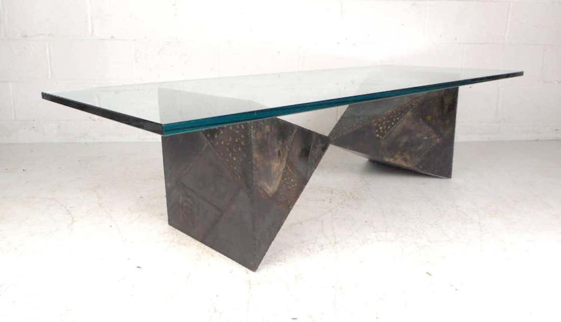Glass Top Brutalist Coffee Table by Paul Evans (1 of 7)