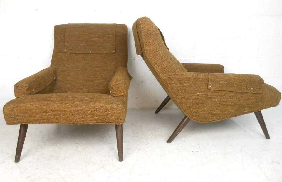 Mid-Century Modern Lounge Chairs with Ottomans (1 of 3)