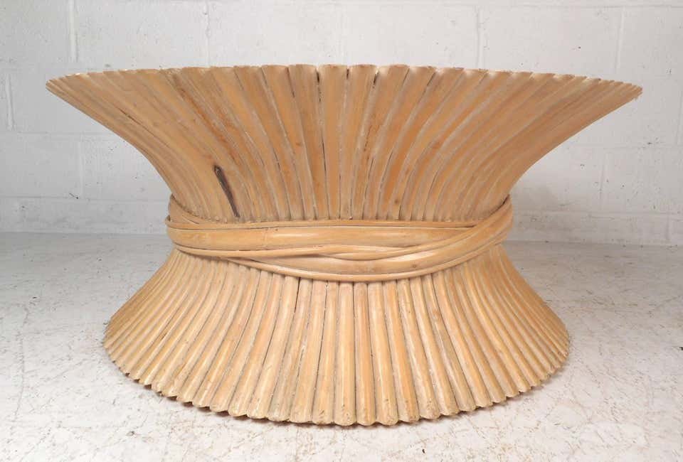 Midcentury McGuire Bamboo Wheat Sheaf Coffee Table (1 of 6)