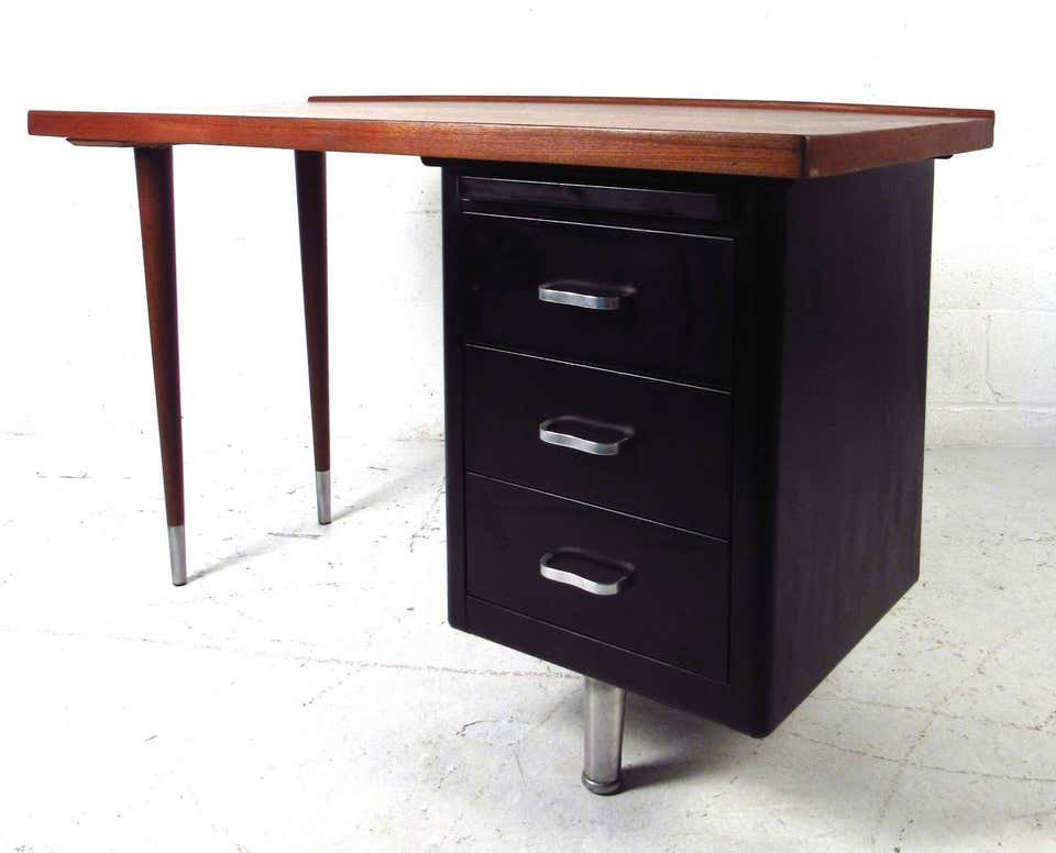 Vintage Industrial Writing Desk with Raised Edge (1 of 4)
