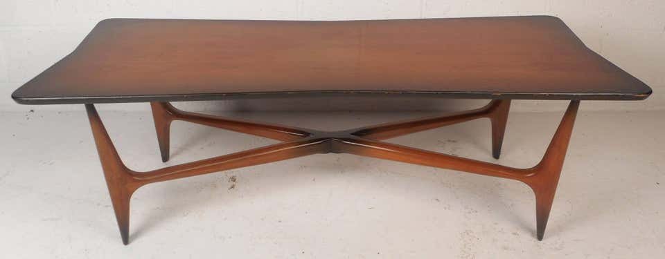 Unique Mid-Century Modern "X" Base Coffee Table (1 of 5)