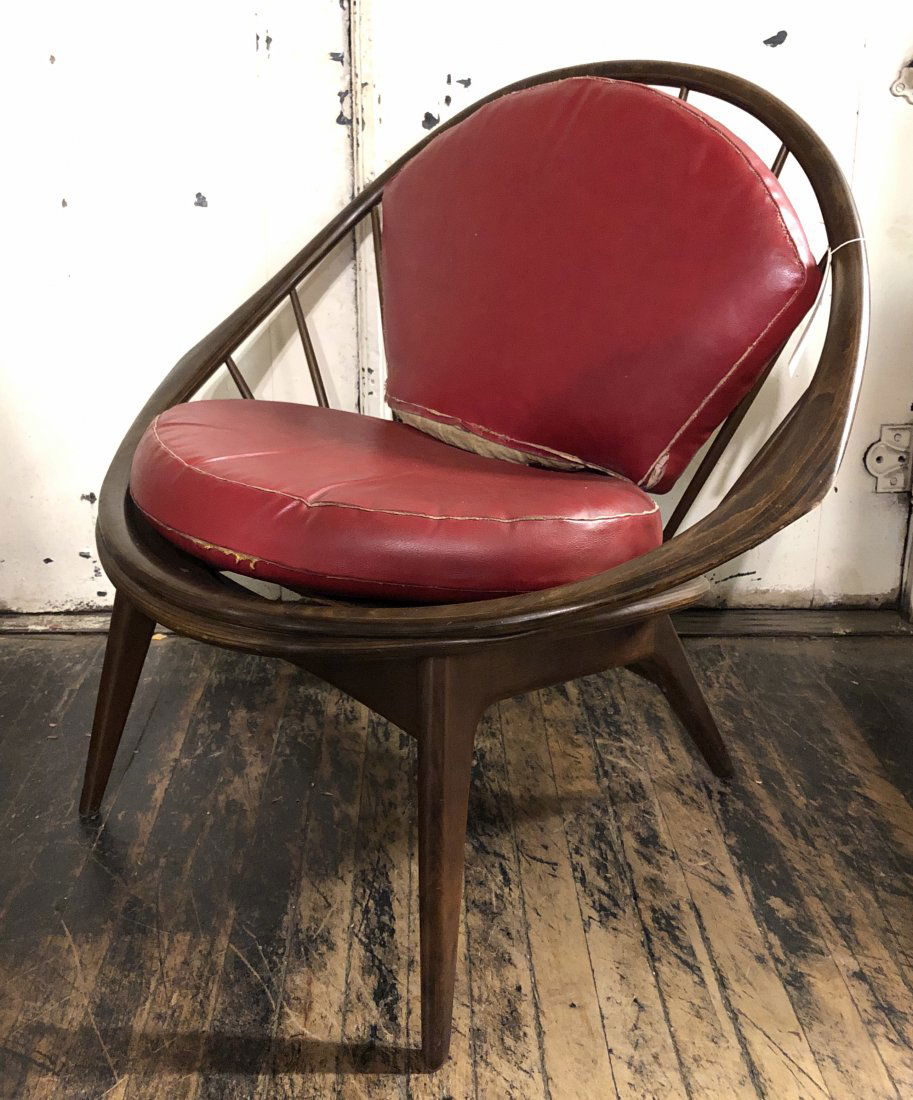 Ib Kofod-Larsen "Hoop" Lounge Chairs for Selig: Vintage mid-century modern chair designed by Kofod-Larsen.---LOCATION: Brooklyn NY---DIMENSIONS: 34"w, 25"d, 33"h / 16"seat height