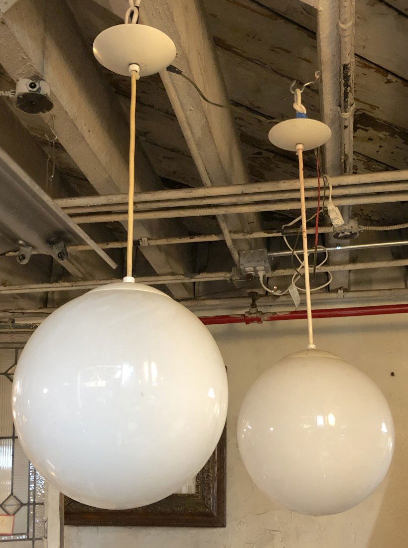 Pair White Globe Pendants (1 of 5)