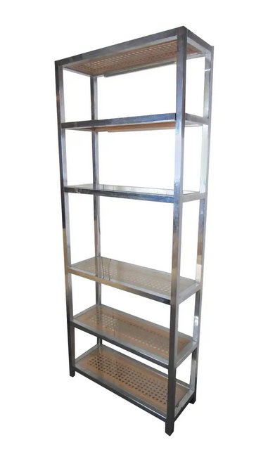 Mid-Century Modern Chrome and Cane Bookshelf (1 of 7)