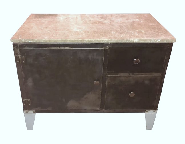 Industrial Metal Cabinet with Stone Top (1 of 8)