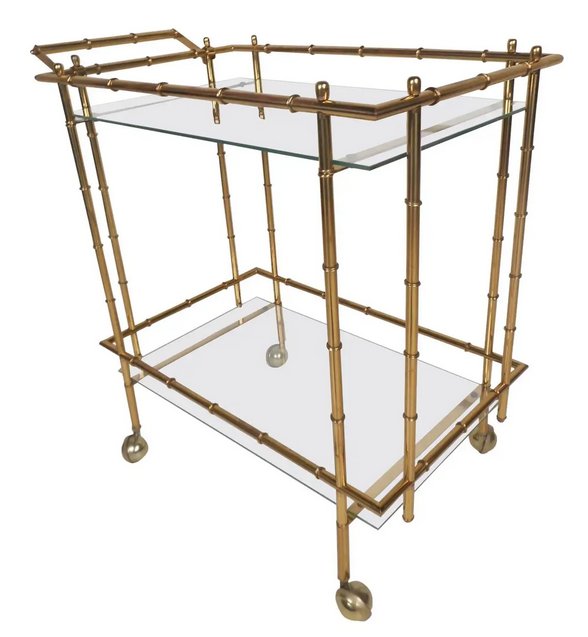 Hollywood Regency Style Brass Faux Bamboo Bar Cart (1 of 6)
