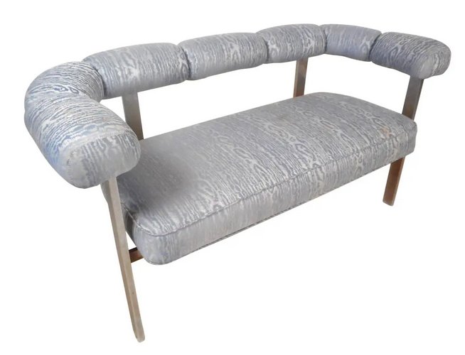 Mid-Century Chrome Frame Upholstered Bench (1 of 6)