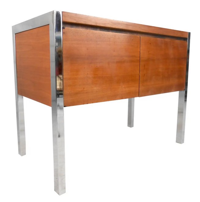 Mid-Century Modern Two-Door Cabinet with Chrome Frame (1 of 8)