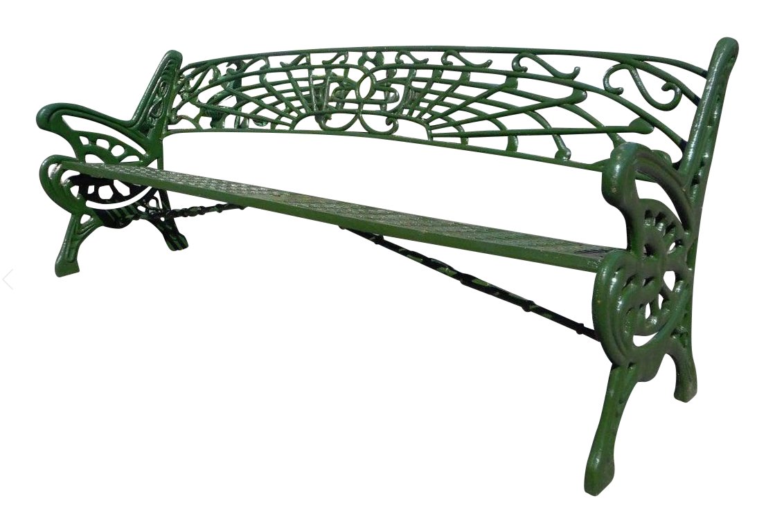 Wide Cast Iron Sculpted Bench (1 of 4)